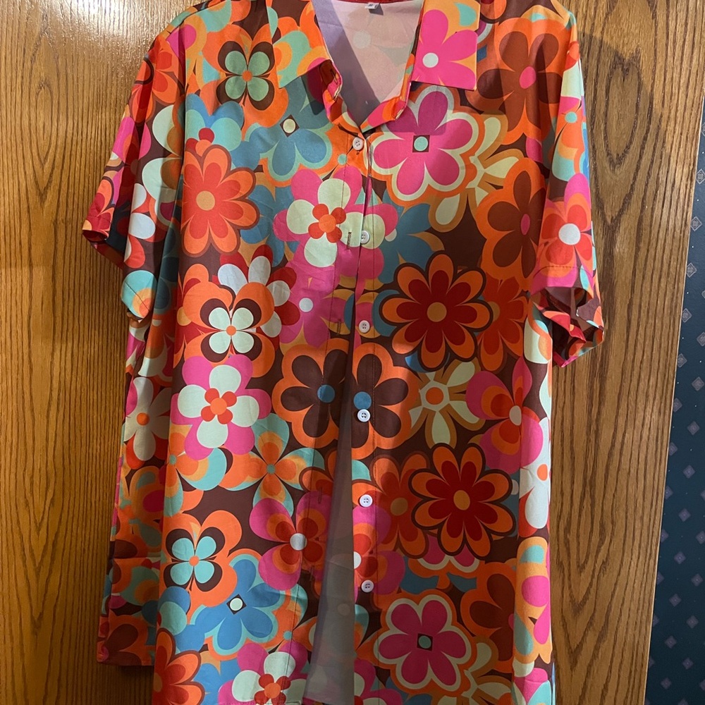 Colorful Floral Button-Up Shirt